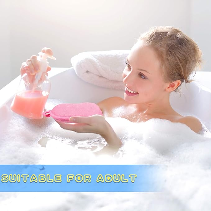 Tatuo 4 Pieces Baby Bath Sponge Toddler Bath Sponge Soft Comfy Cotton Absorbent Loofah for Kids Babies Boy Girl(Red, Purple, Green, Orange)