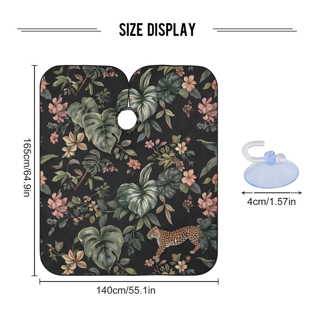 ALAZA Flower Green Leaves Butterfly Leopard Barber Cape for Men Women, Waterproof Haircut Apron Beard Shaving Bib Hair Cutting Cloth 55 x 65 Inch