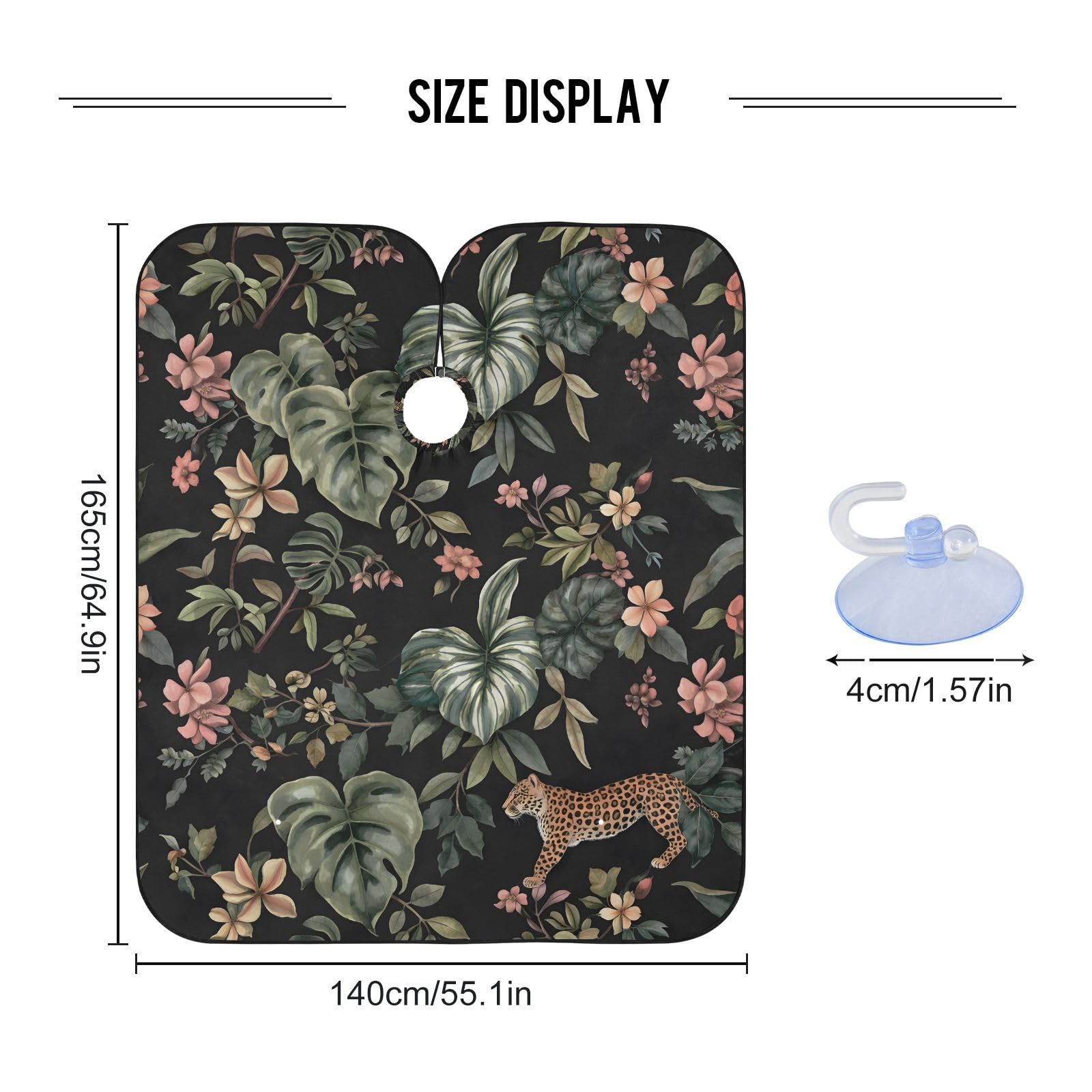 ALAZA Flower Green Leaves Butterfly Leopard Barber Cape for Men Women, Waterproof Haircut Apron Beard Shaving Bib Hair Cutting Cloth 55 x 65 Inch