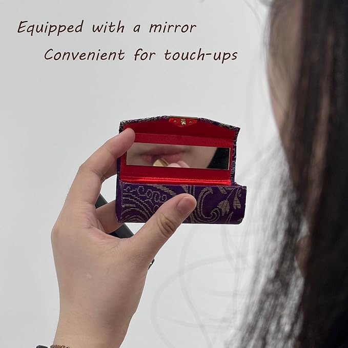 MIAO JIN Lipstick Case with Mirror Small Lipstick Holder for Purse