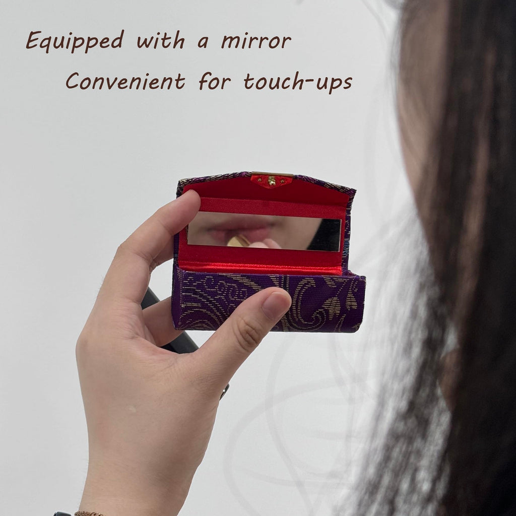 MIAO JIN Lipstick Case with Mirror Small Lipstick Holder for Purse