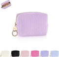 Playexen Mini Makeup Bag, Corduroy Small Cosmetic Bag for Purse, Purple
