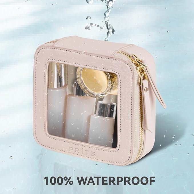 Prite Clear Makeup Bag Small Travel Cosmetic Case Toiletry Bag for Women
