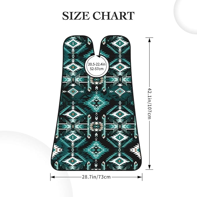 Waterproof Beard Grooming Bib, Teal Turquoise Tribal Navajo Aztec Geometric Ethnic Pattern Shave Bib, Non-Stick Hair Catcher for Shaving Trimming, Apron Essential for Men Dad