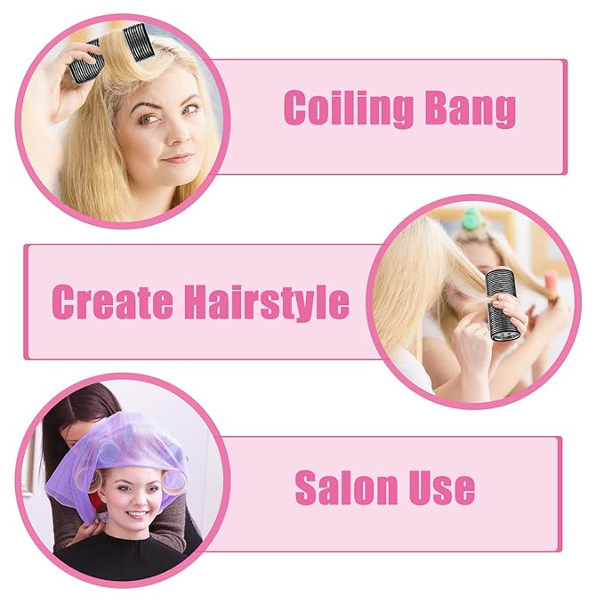 WILLBOND 4 Pcs Long Hair Rollers for Bangs Aluminum Core Curlers Thermal Self Grip Roller for Long and Medium Hair Women Hairstyle(4.7 x 2 Inch,Black)