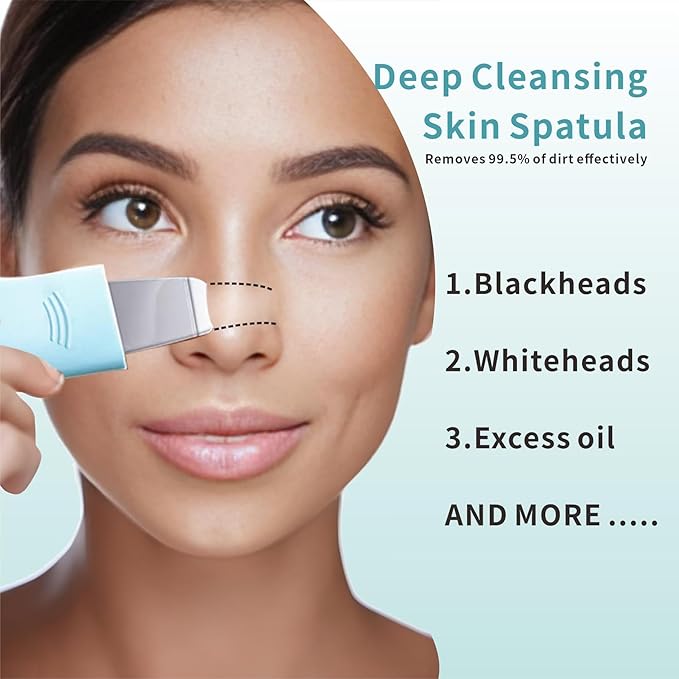 Blackhead Remover Tool,Black Head Remover for Face Nose-2 in 1 Pore Cleaning Brush Face Scrubber Skin Care Scraper Mask Applicator Spatula for Men Women Pore Cleansing (Blue)
