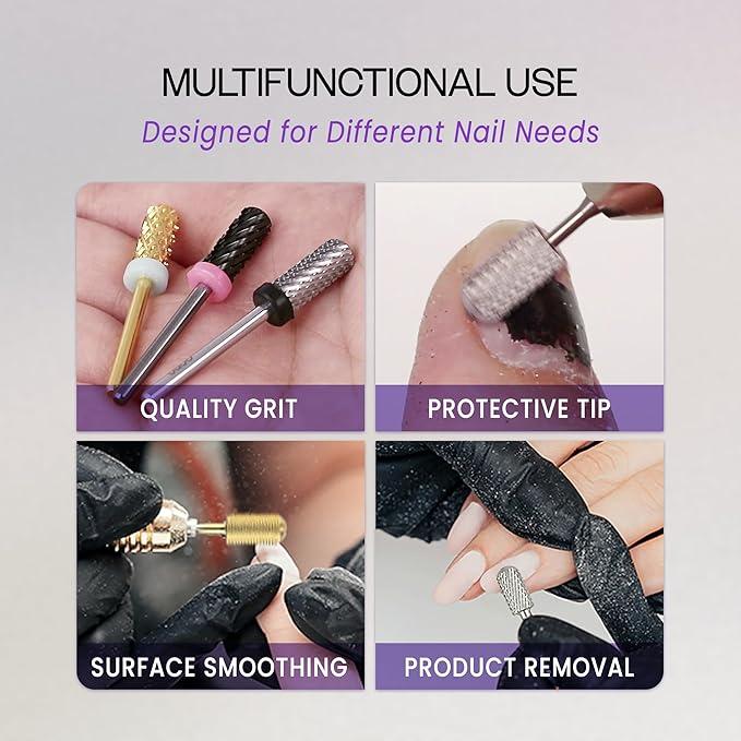 PANA 3/32" Small Smooth Round Top Safety Carbide Nail Drill Bit for Gel Polish & Acrylic Removal Nail Salon Manicure Pedicure Electric File Tools (Small Barrel - Silver, 3X Coarse)