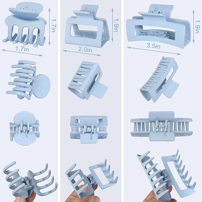 SMKSL 3 Styles Hair Clips for Women Small Medium Big Claw Clips for Thin Thick Hair 12 Pcs Hair Claw Clips Hair Clips Combination Hair Accessories for Women (Blue)