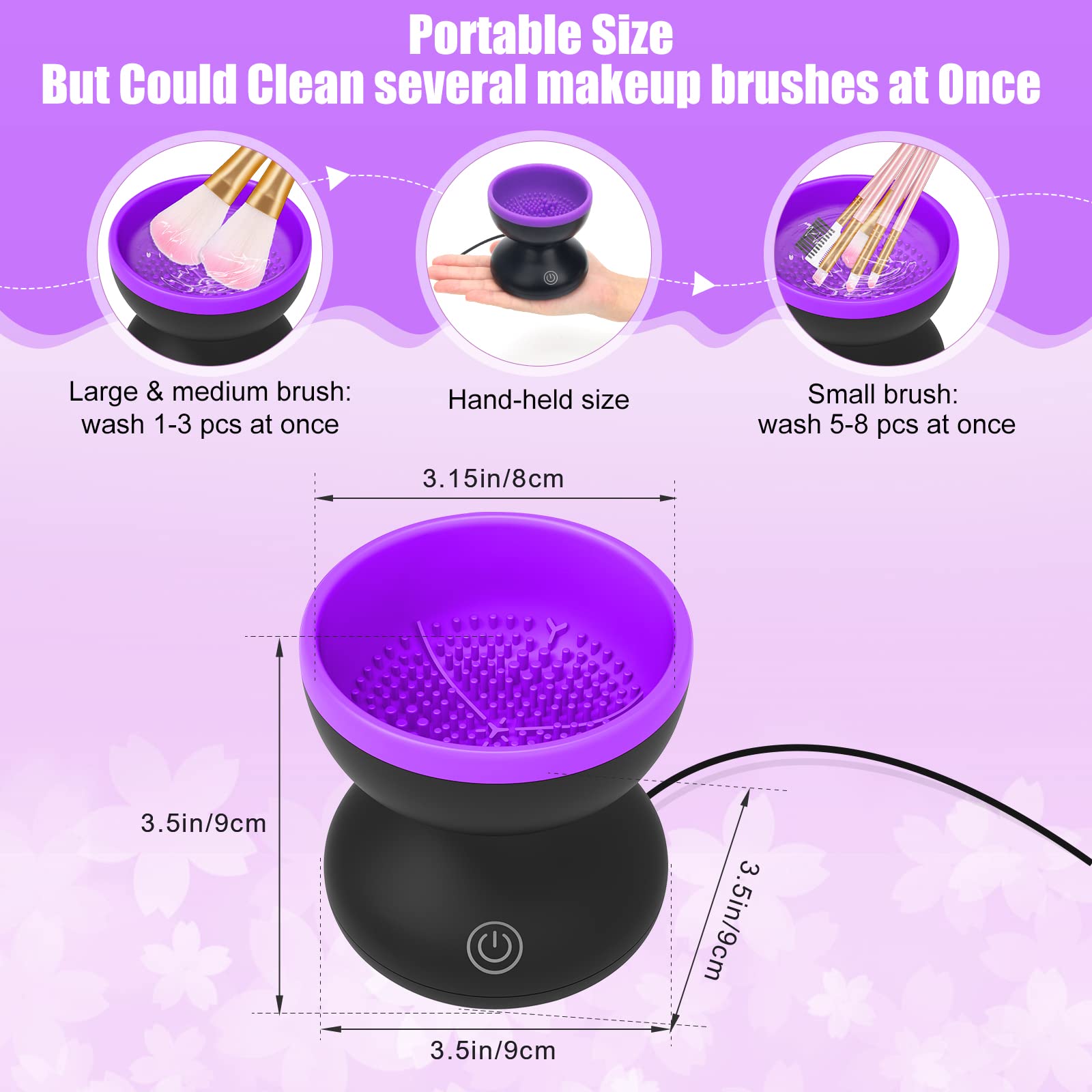 Luxiv Electric Makeup Brush Cleaner, Automatic Brush Washer Machine, Purple