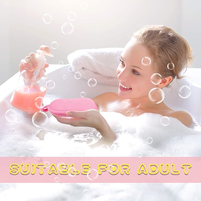Tatuo 4 Pieces Baby Bath Sponge Toddler Bath Sponge Soft Comfy Cotton Absorbent Loofah for Kids Babies Boy Girl(Red, Purple)