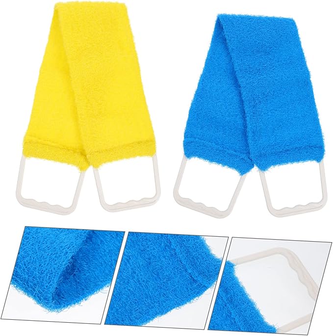 Ipetboom Double Sided Natural Bath Scrubber with Strong Exfoliating Pull Strap for Men and Women Deep Cleansing Massage Towel for Back Spa Shower Belt Random Solid Color Random Color