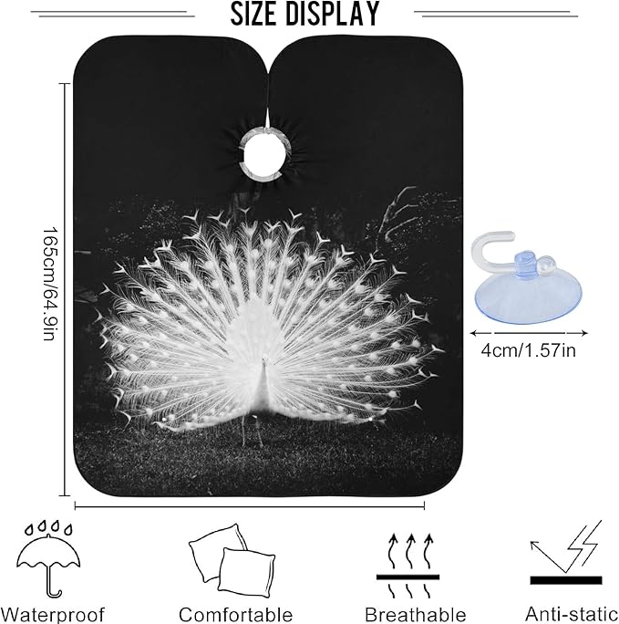 visesunny Professional Barber Cape Peacock Black Polyester Hair Cutting Salon Cape Apron Water and Stain Resistant Shaving Cloth Beard Shaving Bib Hairdressing Cape Anti-Static Haircut