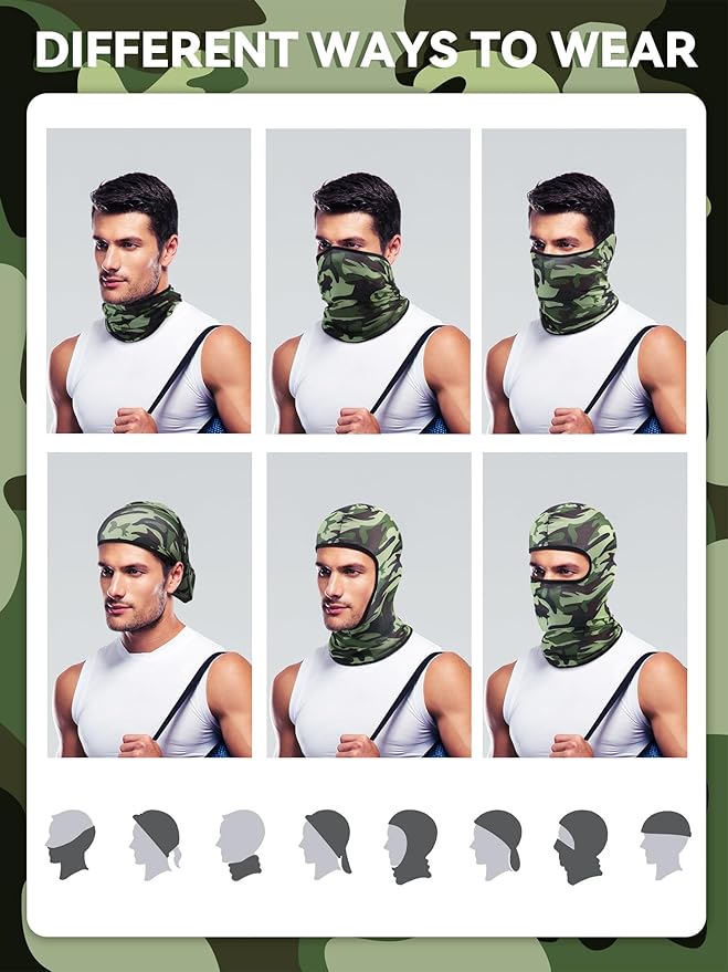 SATINIOR 9 Pack Ski Mask for Men Balaclava Full Face Shiesty Mask Breathable Summer Windproof Hood for Motorcycle Snowboard