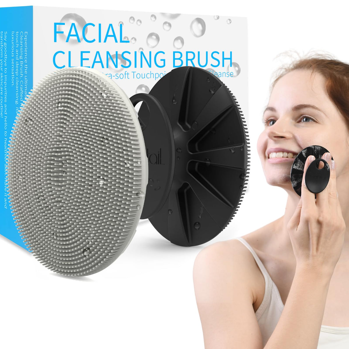 Silicone Face Scrubber 2 Pack, BEAUTAIL Manual Facial Cleansing Brush