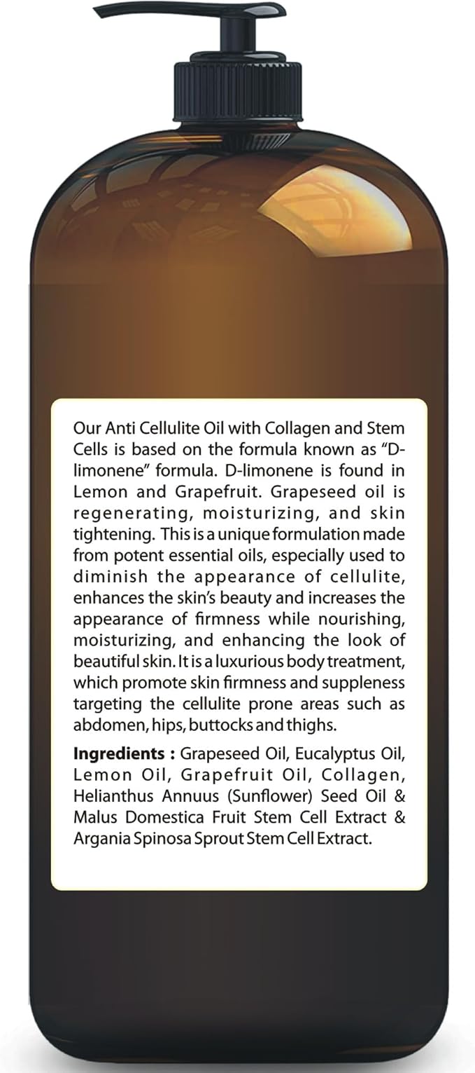Anti-Cellulite Massage Oil with Collagen & Stem Cells, 8 fl oz