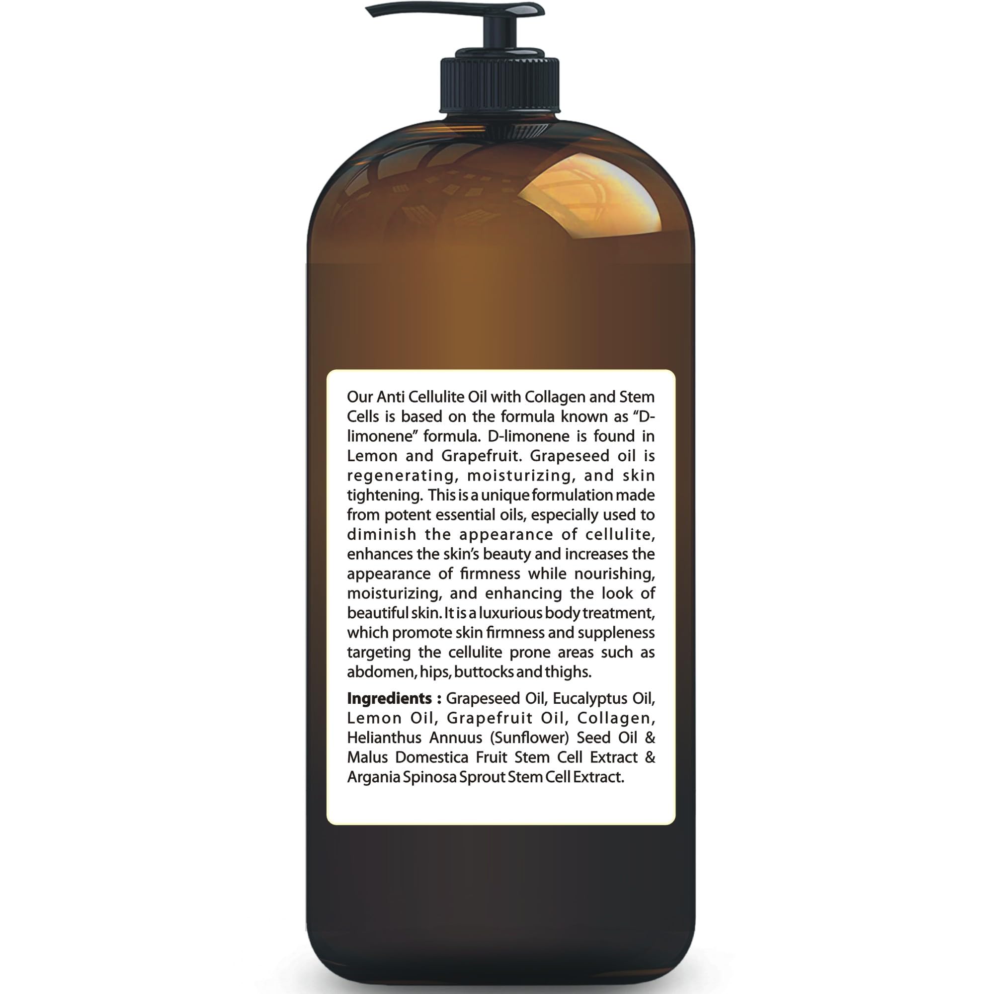 Anti-Cellulite Massage Oil with Collagen & Stem Cells, 8 fl oz