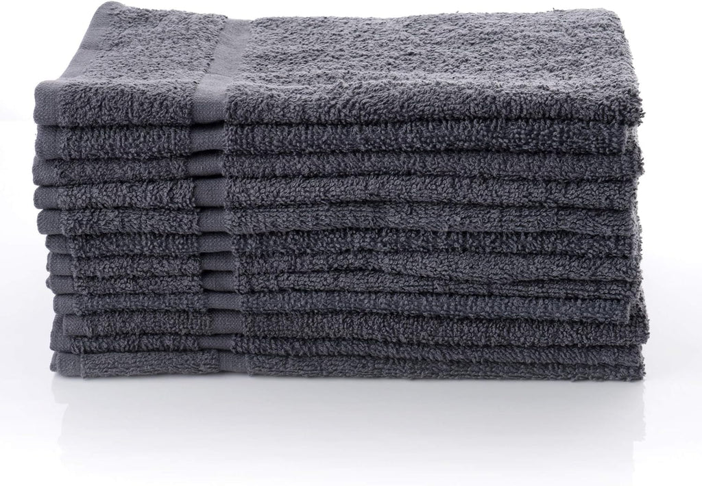 Simpli-Magic Cotton Hand Towels 16"x27" (12 Pack) – Soft Towels for Bathroom, Kitchen, Salon & Gym (Gray)