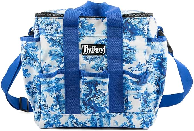 Jeffers Expression Deluxe Horse Grooming Tote – Large Zip Top Grooming Bag with Pockets for Brushes, Combs, Hoof Picks, Sprays & Barn Essentials – Durable Ripstop Equine Organizer - Equestrian Toile