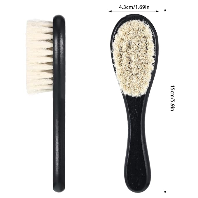 Shappy 2 Pieces Barber Fade Brush Men Beard Brush Neck Duster Cleaning Grooming Tool Soft Beard with Wooden Handle for Barber Hair Cutting Kits(Black, Red)