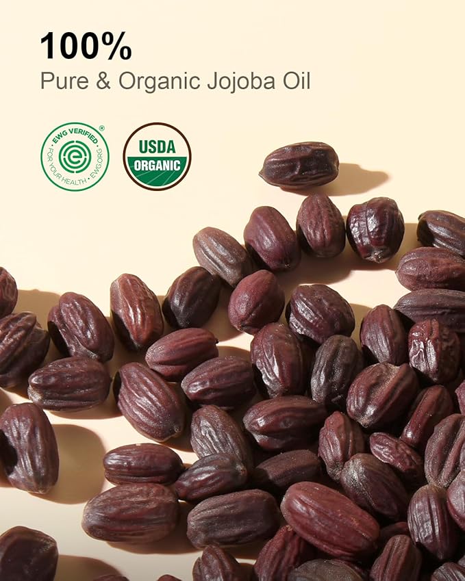 Yoken Organic Jojoba Oil Glass Bottle 16oz, USDA Certified for Skin Care