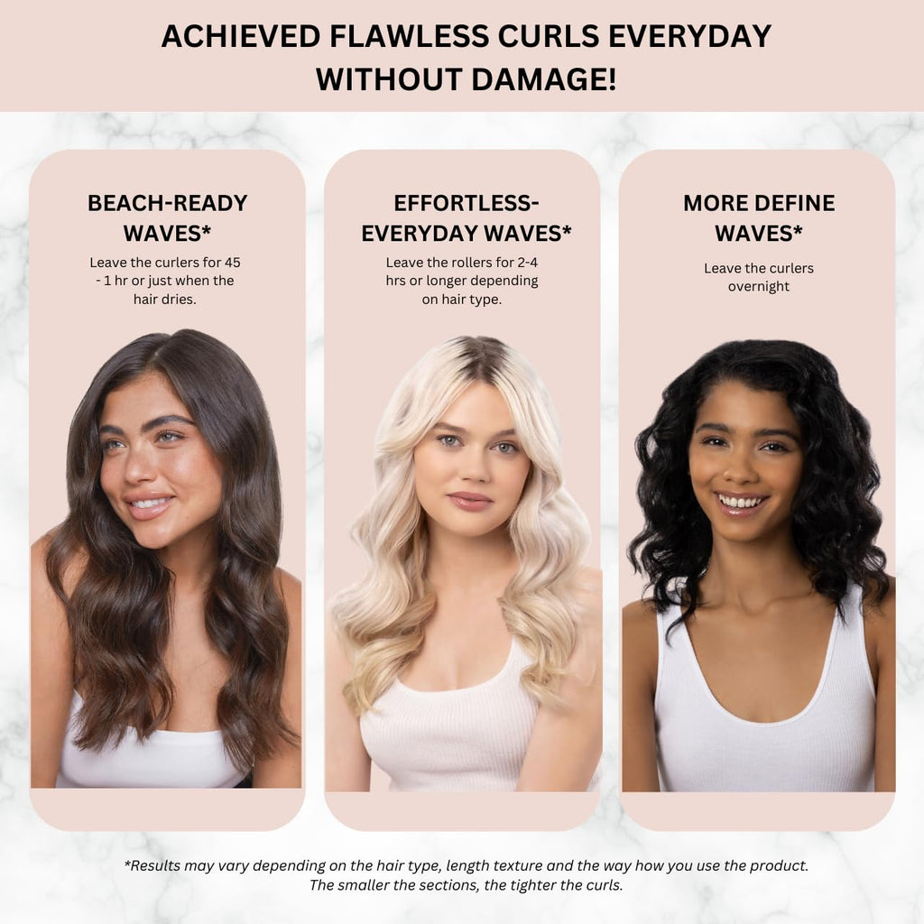 Kitsch Satin Pillow Rollers -Heatless Hair Curler, Hair Rollers, Heatless Curls Overnight, Flexible Curling Rods for Long & Short Hairs, Flexi Rod Curlers to Sleep in, 6pcs, Marble