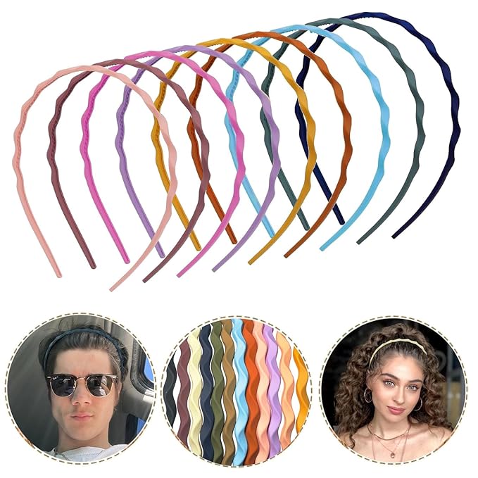 Springtime 12pcs Thin Headbands for Girls Women Colorful Skinny Plastic Hairbands 5mm Hard Teeth Head Band For Kids Hair Accessories for Teens