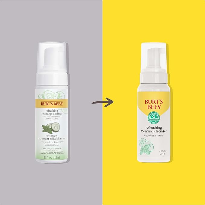 Burt's Bees Refreshing Foaming Face Cleanser and Face Wash with Cucumber and Mint,4.8 Fluid,(Pack of 2)