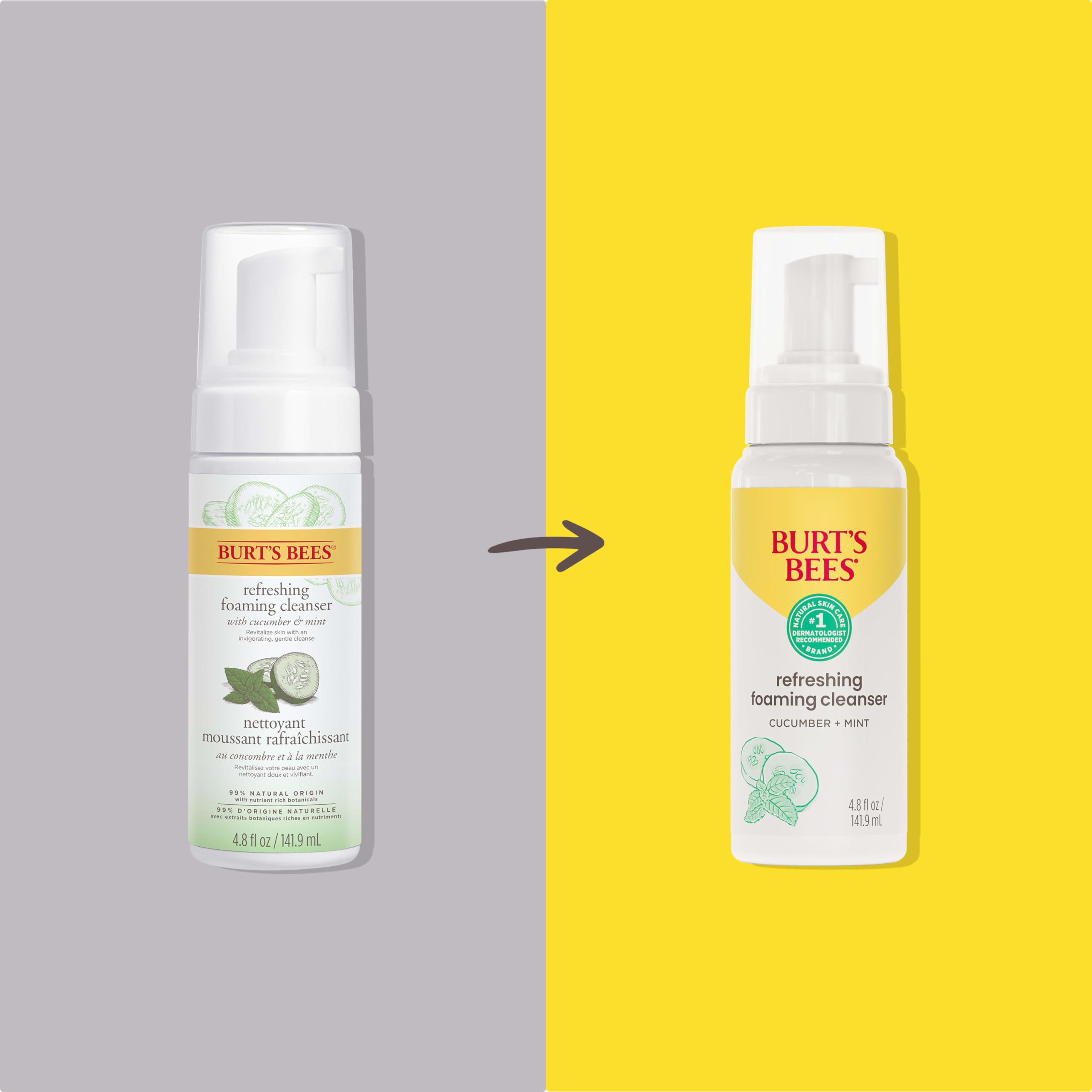 Burt's Bees Refreshing Foaming Face Cleanser and Face Wash with Cucumber and Mint, 4.8 Fluid