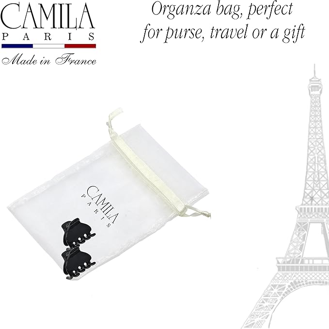 Camila Paris CP3642 French Hair Clip for Women, Small 1 inch Set of 2 Girls Hair Claw Clips Jaw Fashion Durable and Styling Hair Accessories for Women, Strong Hold No Slip Grip, Made in France