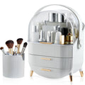 CANITORON Makeup Organizer,Skincare Organizer with 2 Drawers and Brush Storage Box,Cosmetic Display Case for Vanity Organizer and Bathroom Countertop Storage.(White)