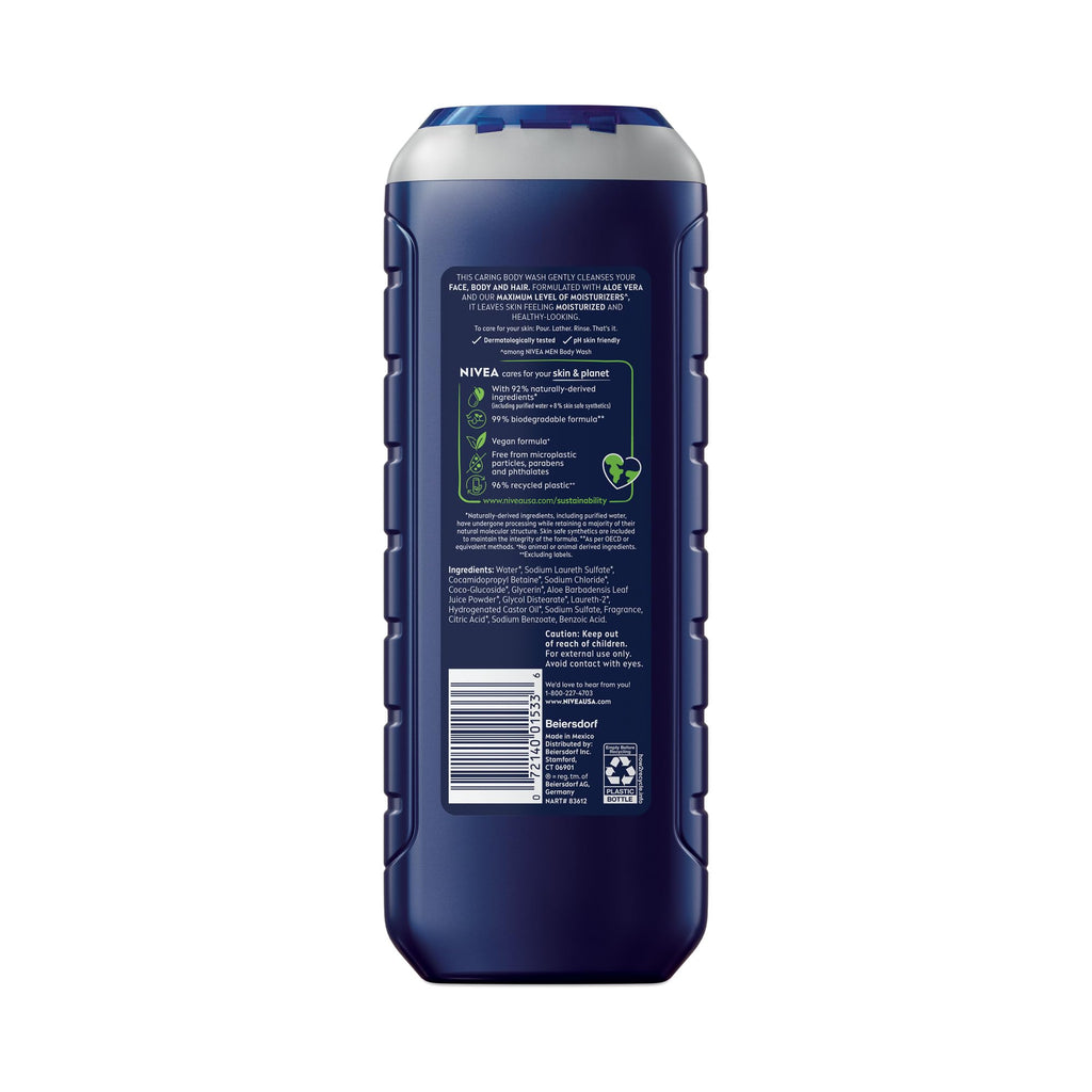 NIVEA MEN Maximum Hydration 3-in-1 Body Wash, Multipack, 3 x 16.9 FL OZ