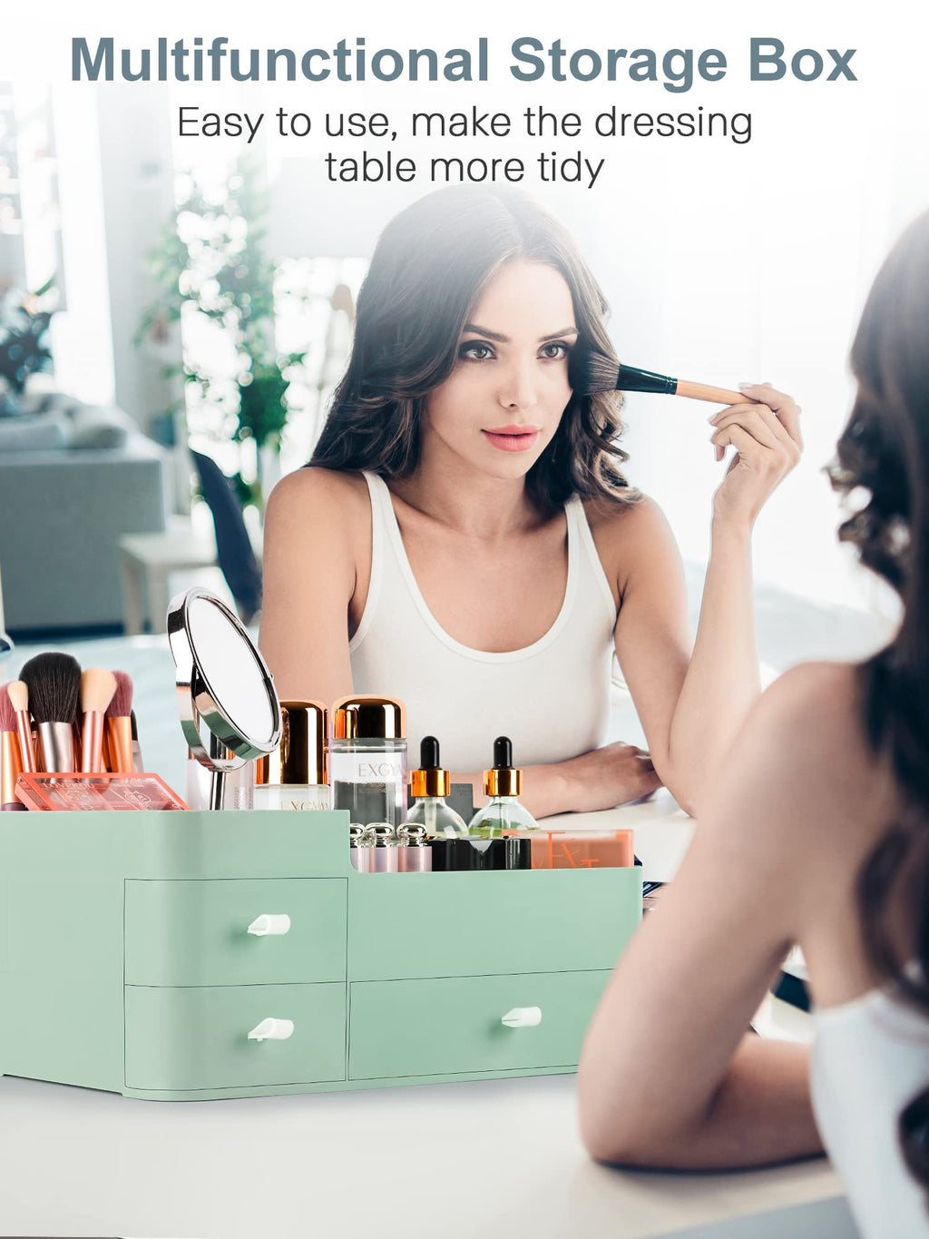 ONXE Makeup Organizer with Drawers,Large Capacity Countertop Organizer for Vanity,Bathroom and Bedroom Desk Cosmetics Organizer for Skin Care,Brushes, Eyeshadow, Lotions, Lipstick, Nail Polish