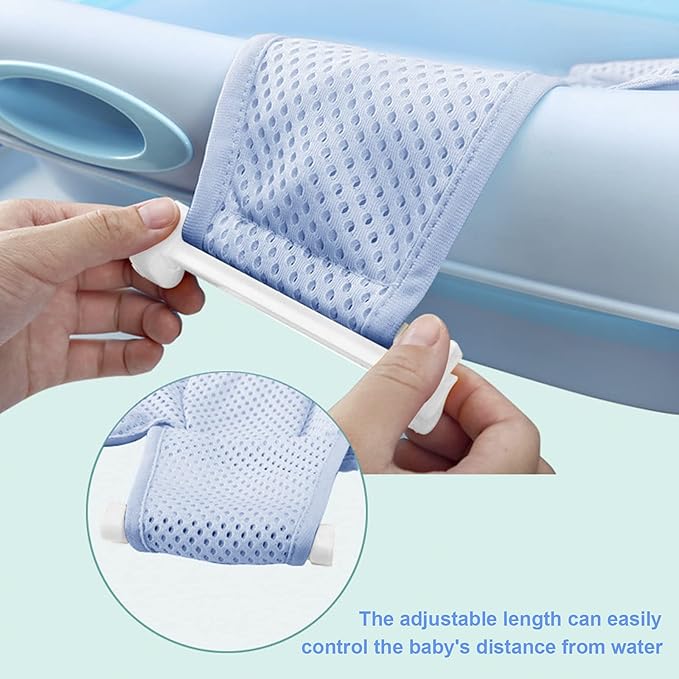 Breathable Mesh Newborn Baby Bath Mat Baby Tub Pillow Adjustable Non-Slip Bath Seat Pad Bath Cushion for Bathtub for 0-18 Months ((NO TUB)