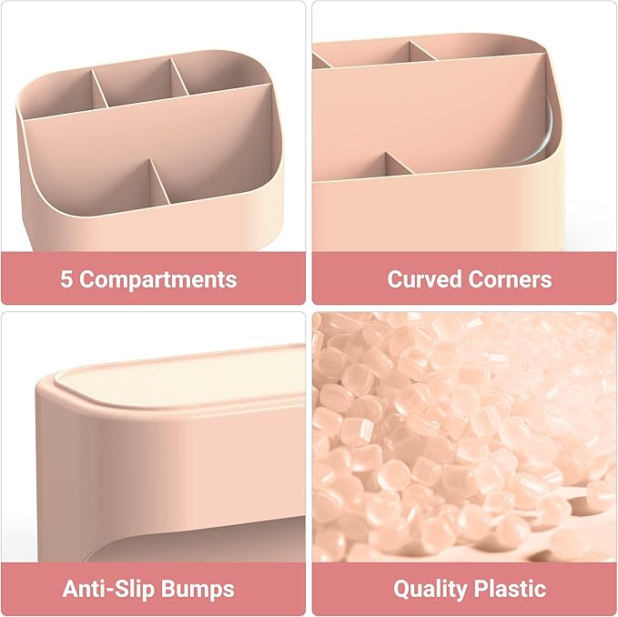 5 Slots Countertop Plastic Toothpaste and Toothbrush Holder for Bathroom
