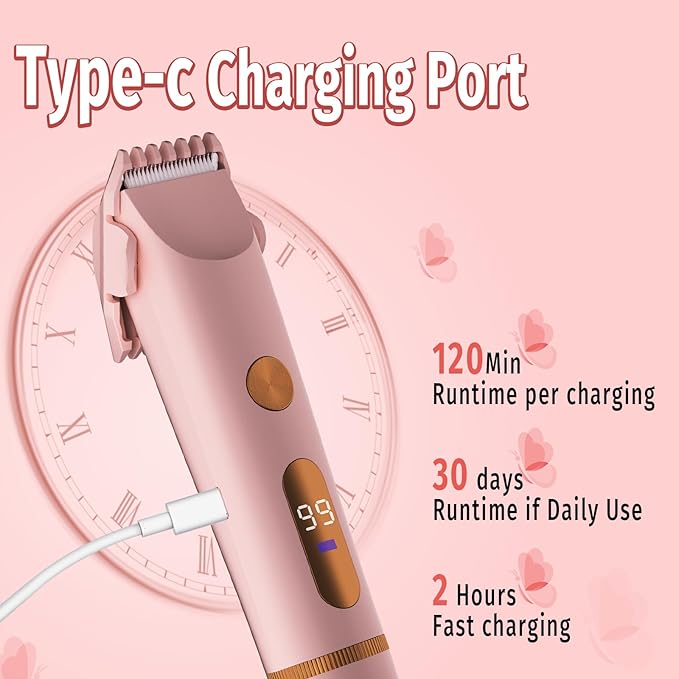 Bikini Trimmer for Women, 2 in 1 Electric Shaver for Women, Rechargeable Electric Razor Body Hair Trimmer Wet & Dry Use