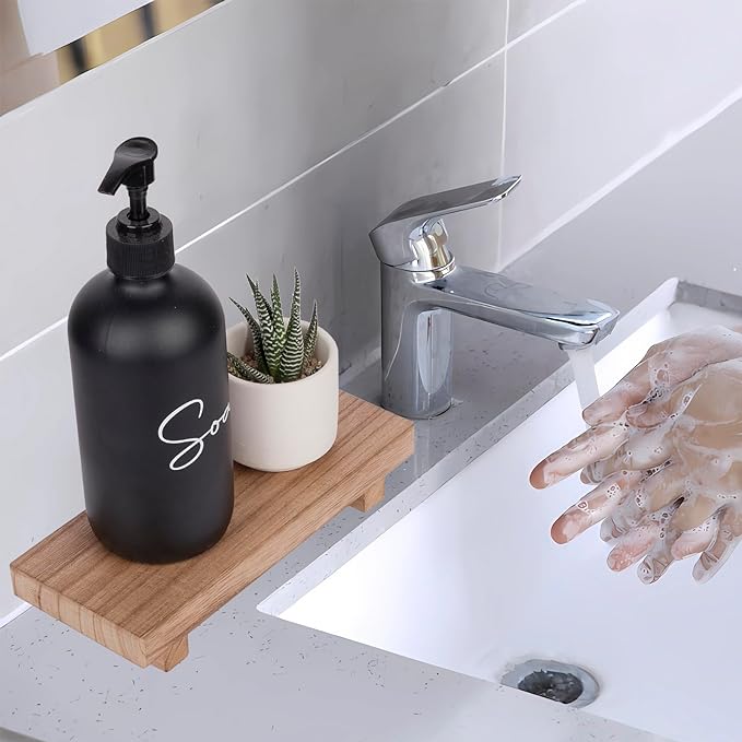 Wood Bathroom Tray Farmhouse Decor Kitchen Soap Holder, 8.7"x3.6" Brown