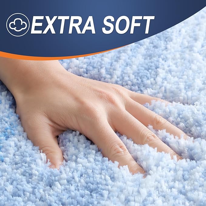 OLANLY Bathroom Rug Set 2 Piece, Soft Absorbent Microfiber Bath Mats and U-Shaped Contour Toilet Rug, Non-Slip, Machine Wash Dry, Plush Shaggy Bath Mats for Bathroom (30"x20"+24"x20", Light Blue)
