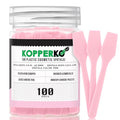 Kopperko Cosmetic Spatulas (2.5”, 100 Pack) - Small Plastic Spatula for Cosmetics, Creams & Crafts | Essential Esthetician Supplies | Makeup Spatula or Multipurpose Mini Applicator for Skincare | Pink