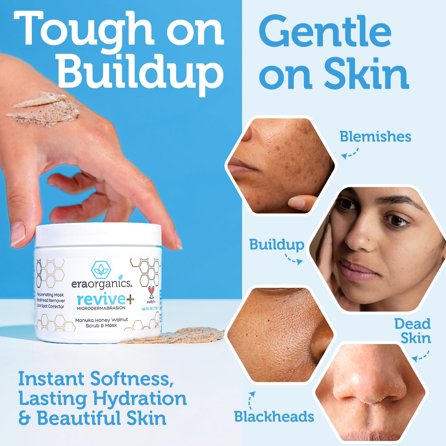 Manuka Honey Exfoliating Facial Scrub - Microdermabrasion Face Exfoliant