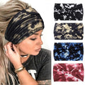 Huachi Tie Dye Headbands for Women Wide Head Wraps Boho Thick Hairbands Large African Sport Yoga Turban Headband Hair Accessories (Pack of 4)