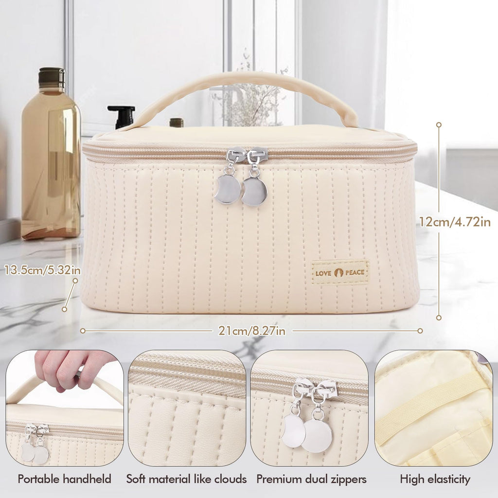 Yuilgdo Makeup Bag Travel Cosmetic Bag, Large Capacity Makeup Organizer Bag and Storage, Portable PU Leather Pouch Toiletry Bag Make up Organizer, Cosmetic Bags for Women