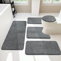 YIHOUSE Bathroom Rugs Mat Set, Memory Foam Bath Mat 5 Piece Dark Grey