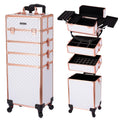 TOPACK 3-In-1 360°Rotaing Rolling Makeup Train Case with Trolley/Drawer