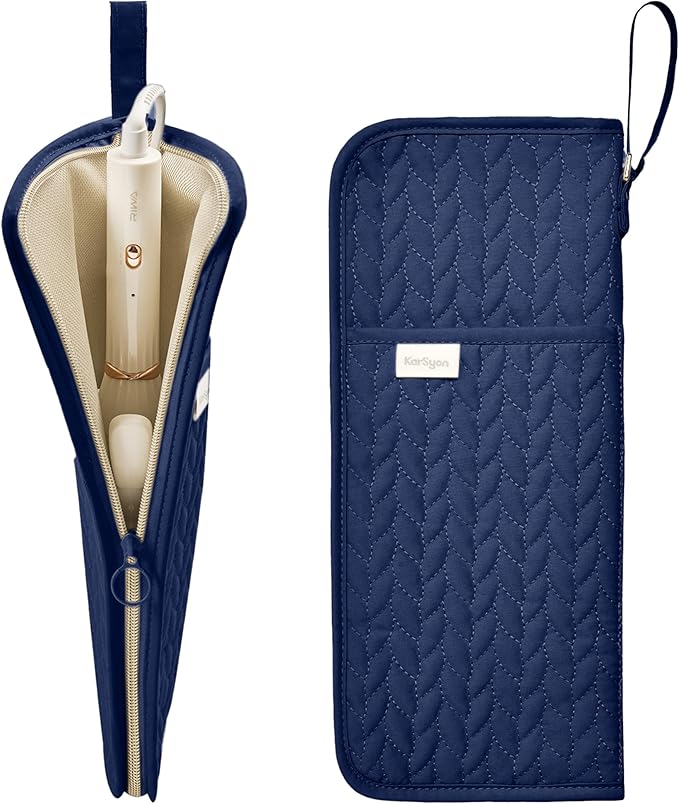KarSyon Hot Tools Organizer Heat Resistant Mat Case Hair Tools Holder Travel Bag Portable Hair Styling Tools Cover Pouch for Curling Iron,Flat Iron,Hair Straightener (Blue)