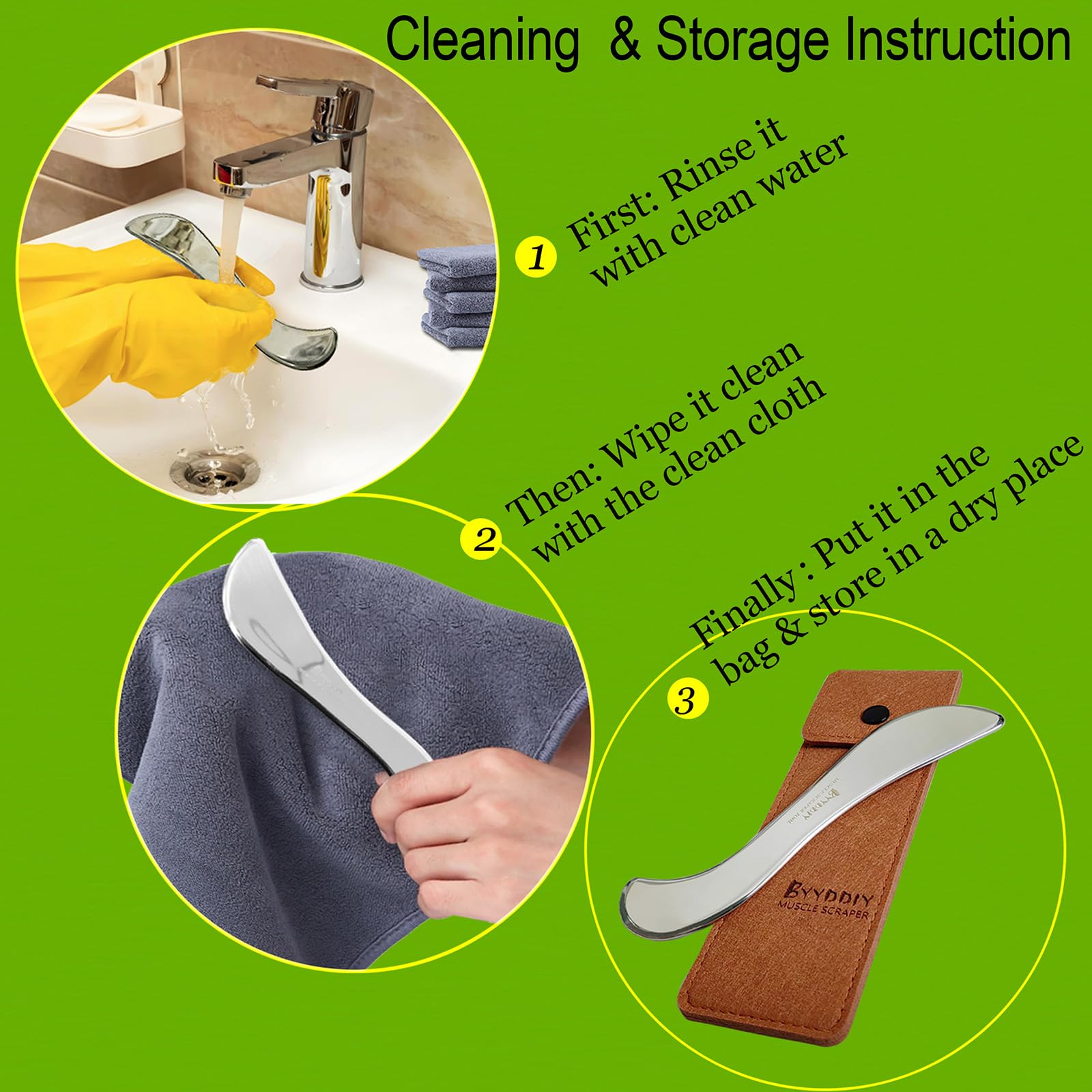 BYYDDIY Non-Magnetic 304 Stainless Steel Gua Sha Muscle Scraper Tool for Scar Tissue,Muscle Scraping Tool for Massage Scraper,IASTM Tools for Physical Therapy, Soft Tissue Massage