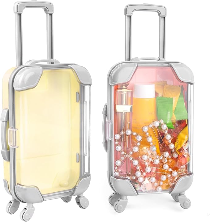 AUEAR, 2 Pack Mini Empty Luggage Storage Box Clear Suitcase Packaging Case