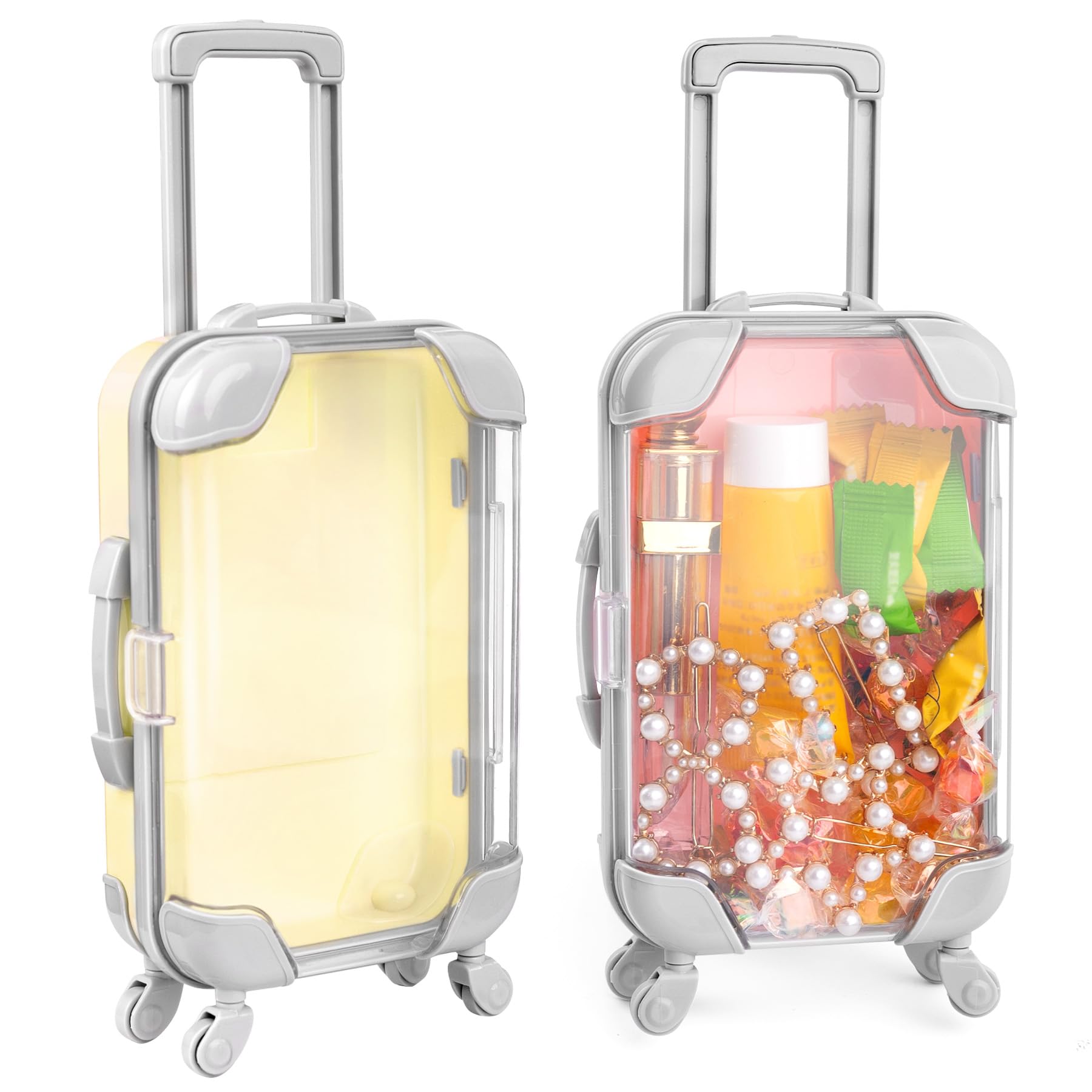 AUEAR 2 Pack Mini Empty Luggage Storage Box Clear Suitcase Packaging Case