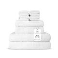 Villa Celestia 8-Piece 100% Cotton Towel Set, 2 Bath Towels, 2 Hand Towels, 4 Wash Cloth, Quick-Dry, White