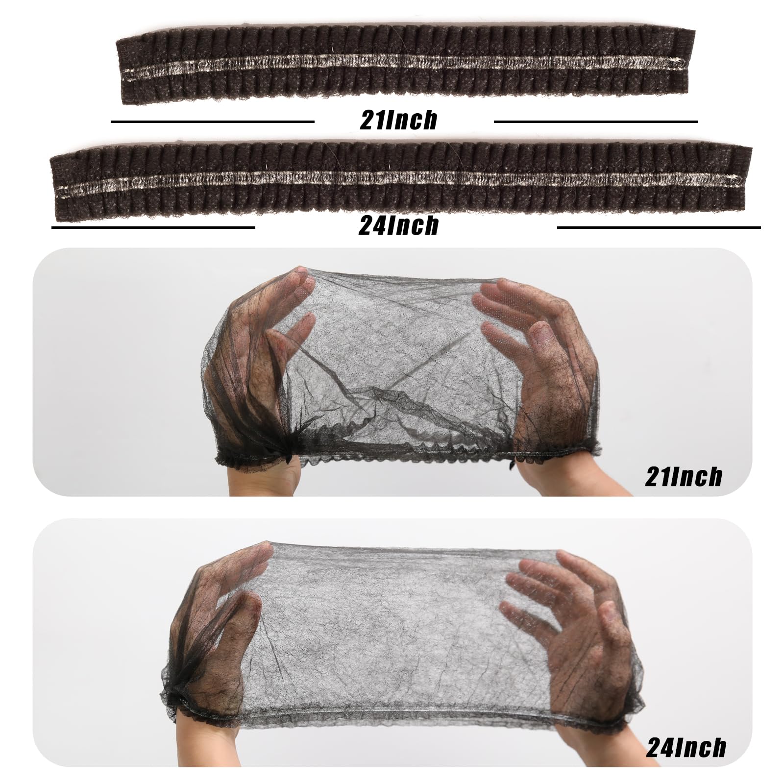 Disposable Bouffant Caps 100pcs,24inches Hair Net, Elastic Dust Cap for Food Service,Salon,Spa,Kitchen Head Cover (Black)