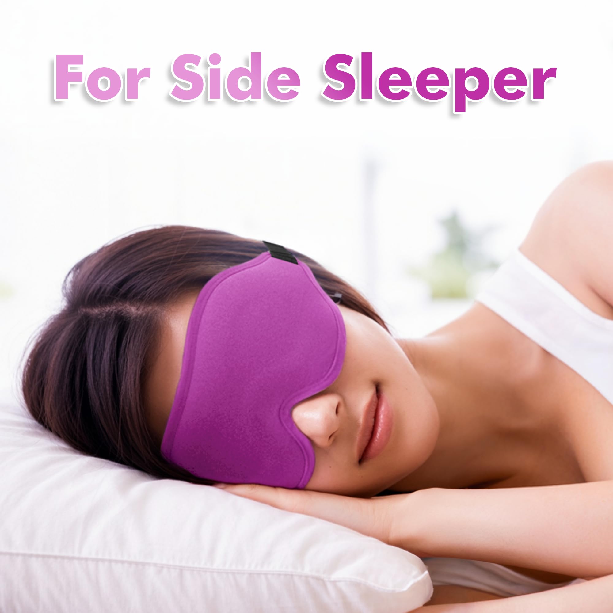 Sleep Eye Mask for Men Women, Lash Extensions 3D Sleeping Mask, Travel Blackout Night Blindfold Eye Shade Cover with Adjustable Strap (Purple)